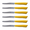 Tredoni 6 Kitchen Knives - 11cm Italian Stainless Steel Serrated Vegetable/Steak/Table Knife Cutlery, Rounded Tip (Yellow)