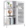 HITNET White Bathroom Storage Cabinet, Bamboo Floor Cabinet, Freestanding Cupboard with 3 Side Open Shelves for Living Room Kitchen Hallway
