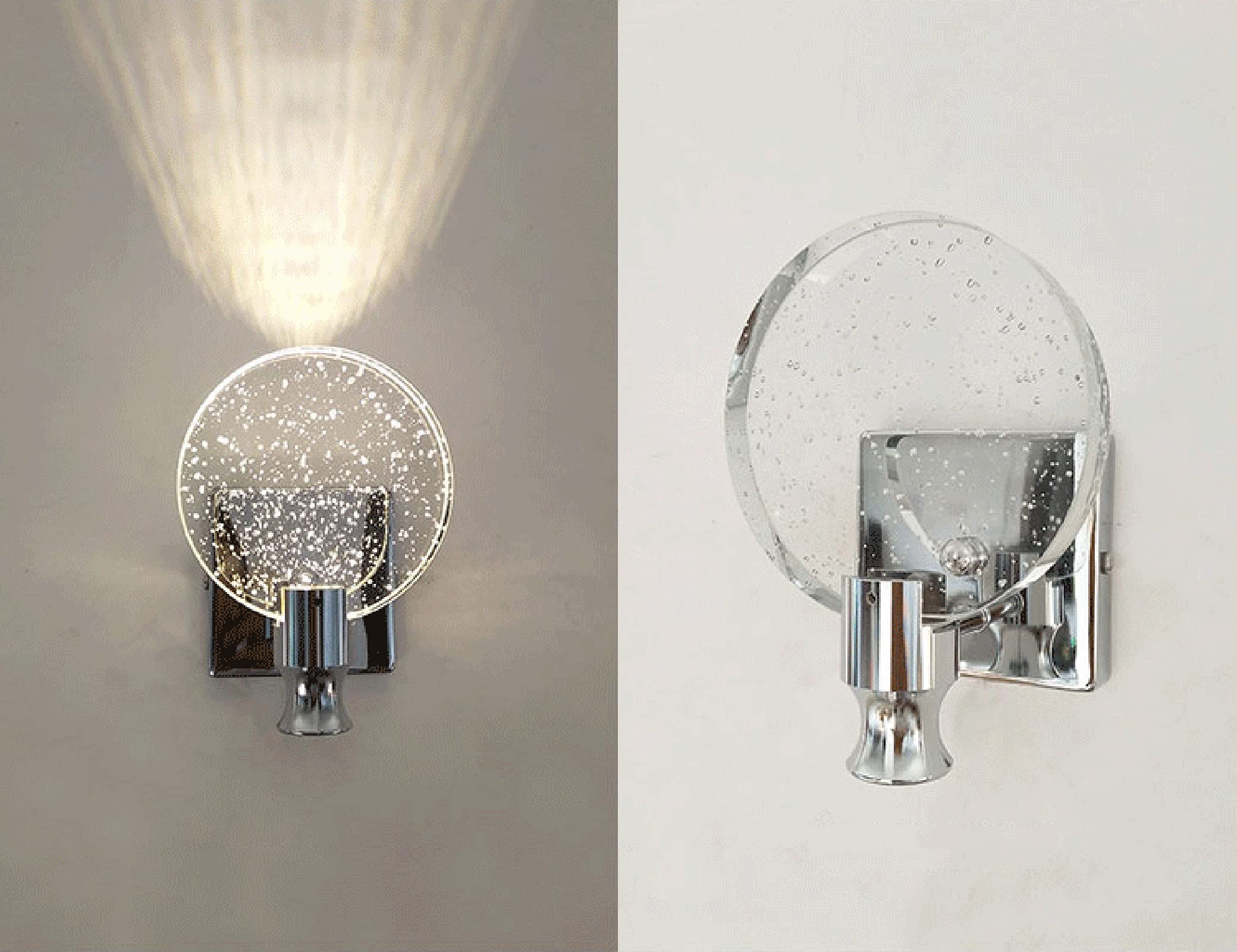 KRIPINC Crystal Wall Sconce, Nordic Style Crystal Wall Light, Simple Crystal LED Wall Lamp, Art Deco Wall Lights for Living Room, Bedroom, Bedside,