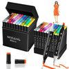 WOEDENU 80 Colours Alcohol Markers Set, Colouring Pens Dual Tip Permanent Art Marker Pens for Drawing, Sketching, Manga, Anime & Adult Colouring with