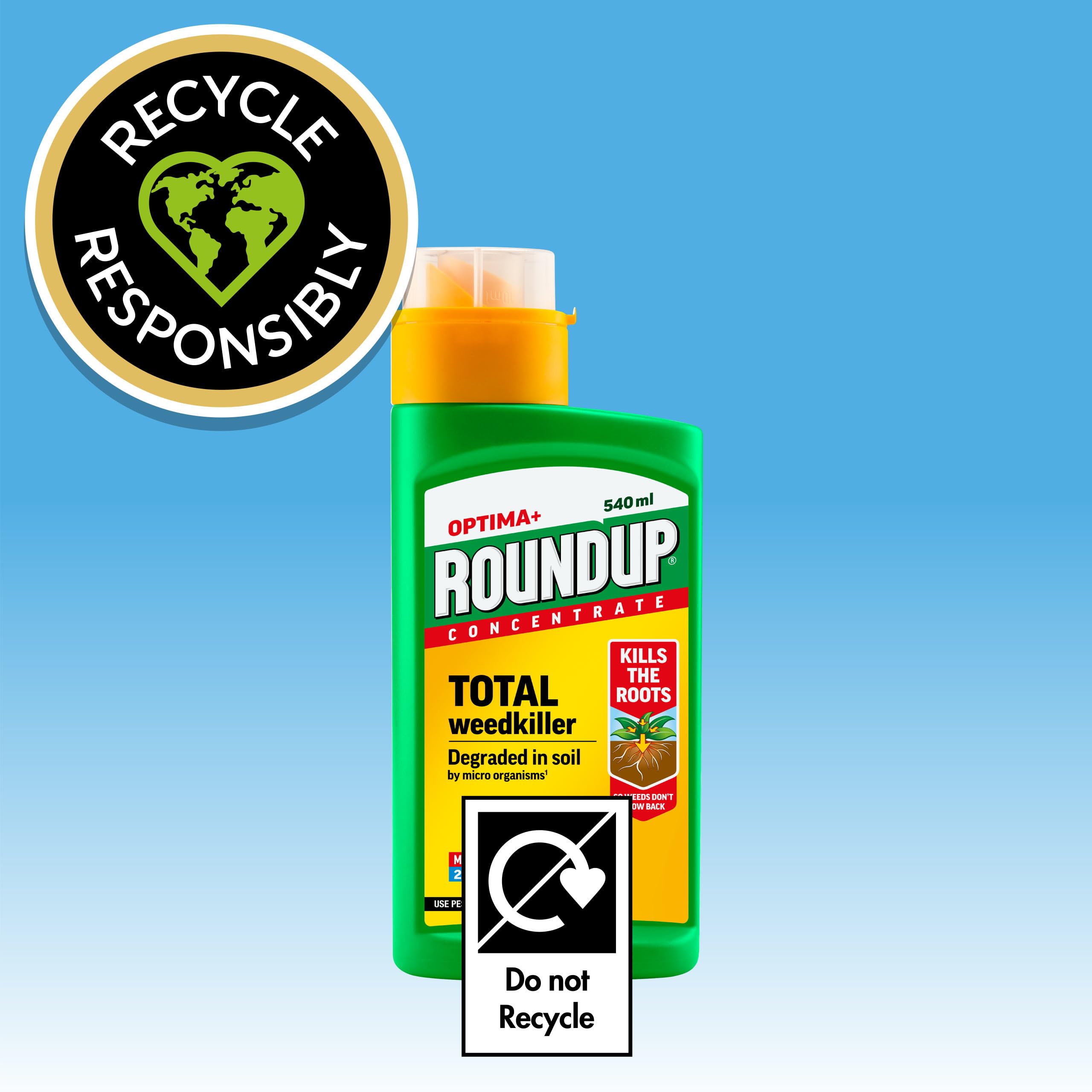 Roundup Optima+ Total Weedkiller, Concentrate, 540 ml