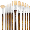 Fuumuui 11PCS Professional Oil Paint Brush Set - Superior Hog Bristle Paint Brushes - Perfect for Oil, Acrylic, Gouache Painting