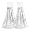 Hand Towels for Bathroom White and Black Marble Kitchen Towels Hanging Decorative Soft Absorbent Coral Fleece Dishcloth Set of 2