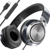 INFURTURE USB C Headphones Wired with Mic Type C Headphones Volume Control, Tangle-Free Plaiting Line, Over Ear Headphone, Foldable Headphones for