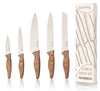 nuovva Professional Kitchen Knife Set ? 5pcs Cream Granite Kitchen Knives ? Stainless Steel Granite Non Stick Blades ? Chefs, Filleting, Bread, Paring