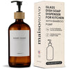 MaisoNovo Glass Hand Soap Dispenser | Dish Soap Dispenser for Kitchen | 500 ml Amber Bottles with Black Bamboo Pump | Bathroom Lotion Dispenser