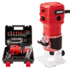 TEENO Router Trimmer 650W with Dust Extraction Connection, Electric Hand Wood Router 15000-32000 RPM with 12PCS 1/4" Router Bit Set, 6 Variable