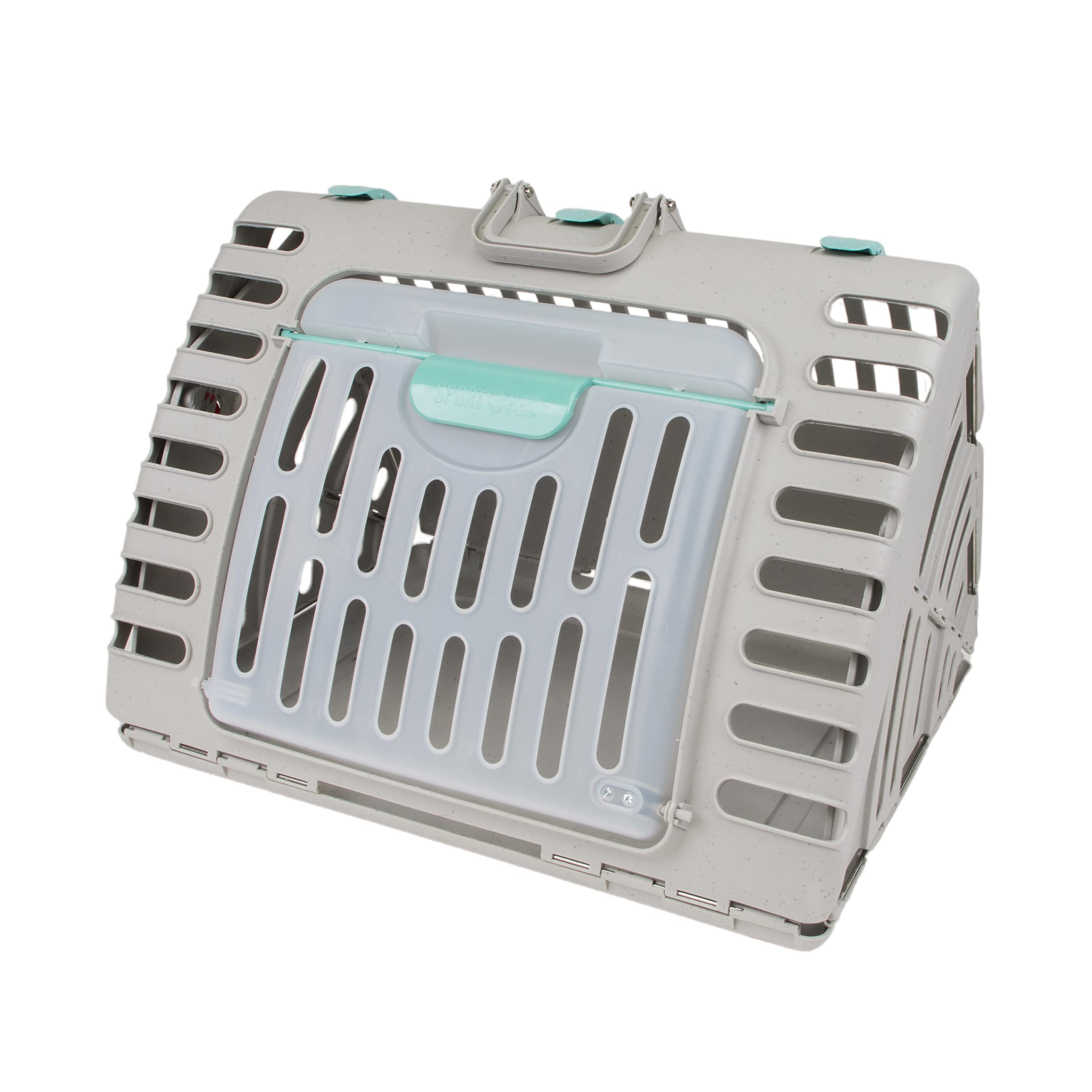 SportPet Designs Foldable Travel Cat Carrier - Front Door Plastic Collapsible Carrier Collection, Waterproof Bed