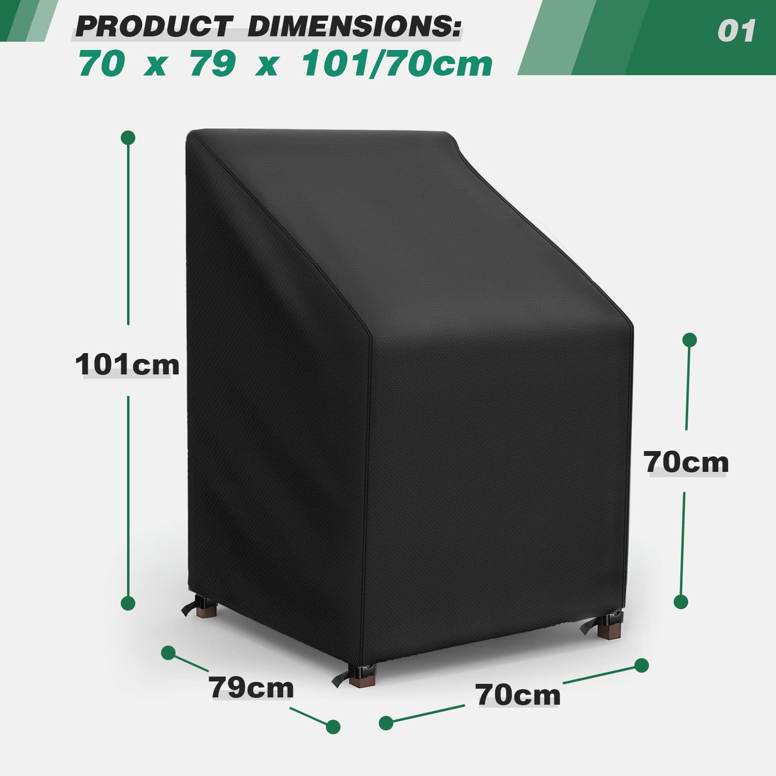widesmile Garden Chair Cover Patio Stacking Chair Cover Waterproof 420D Oxford Fabric Outdoor Protective Cover for Stackable Chairs Anti-UV