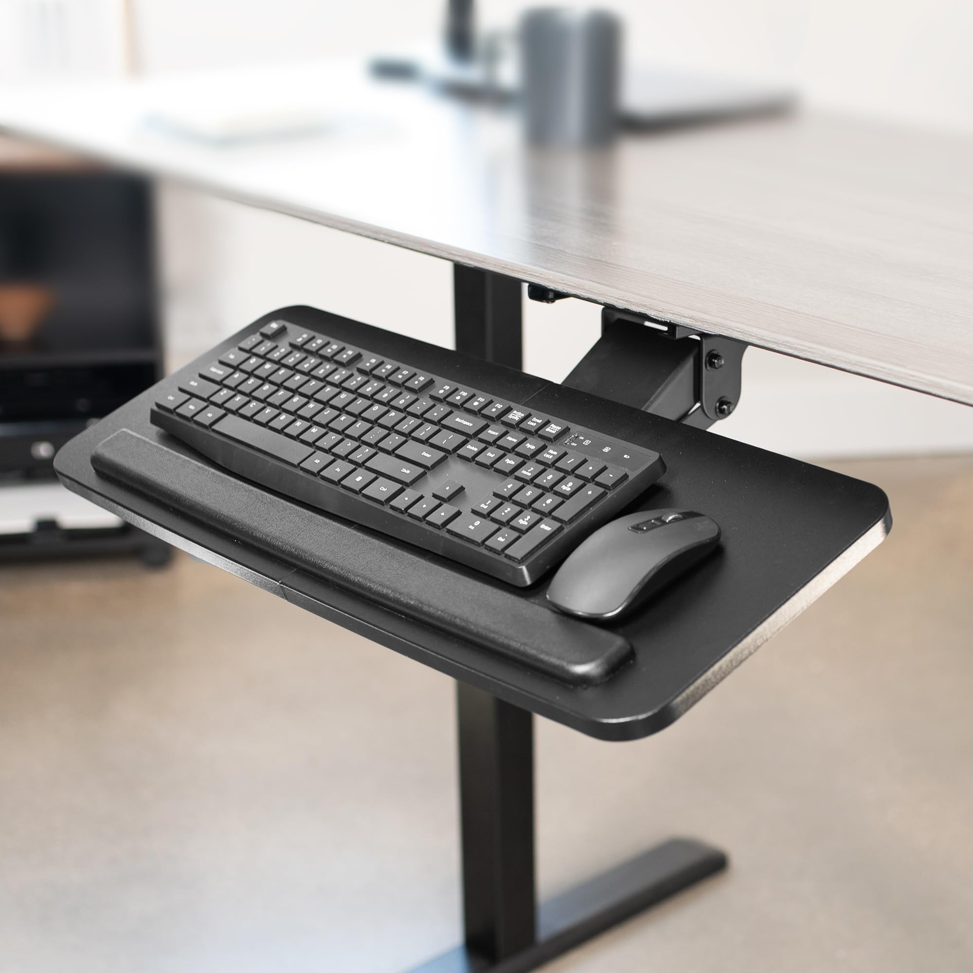 VIVO Adjustable Computer Keyboard & Mouse Platform Tray Ergonomic Under Table Desk Mount Drawer Underdesk Shelf (MOUNT-KB03B)?
