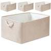 Mangata 4 Pack Linen Storage Boxes, Multi-Size, Rectangular Organiser Baskets for Shelves, Toys, and Clothes, 36x26x18cm(Light Khaki, Medium)