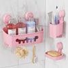 LEVERLOC Shower Holder Suction Cup Set Toothbrush Holder Bathroom Storage No Drilling Rustproof Removable Vacuum Shower Organiser Shelf Soap