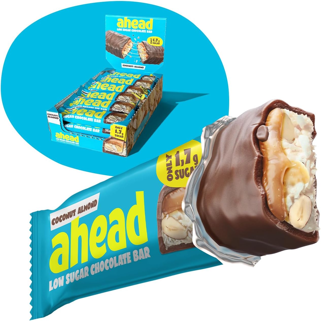Keto Chocolate Bars – 18 x 35g – Coconut Almond – Low Carb Sugar Free – 100% Natural with MCT-Fats – Keto Snacks & Healthy Snacks