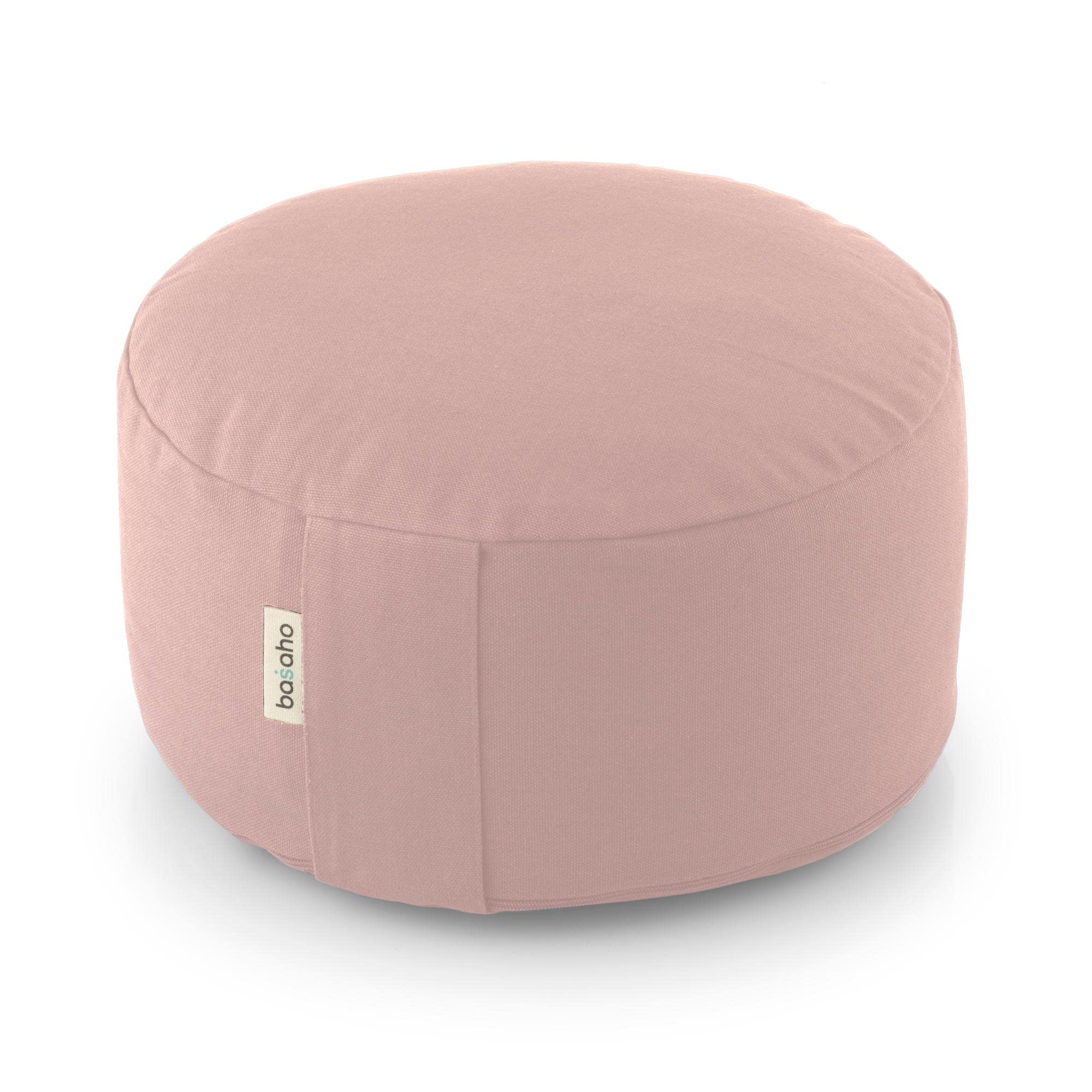 basaho WHEEL Zafu Meditation Cushion | Organic Cotton | Buckwheat Hulls | Removable Washable Cover (Pale Pink)