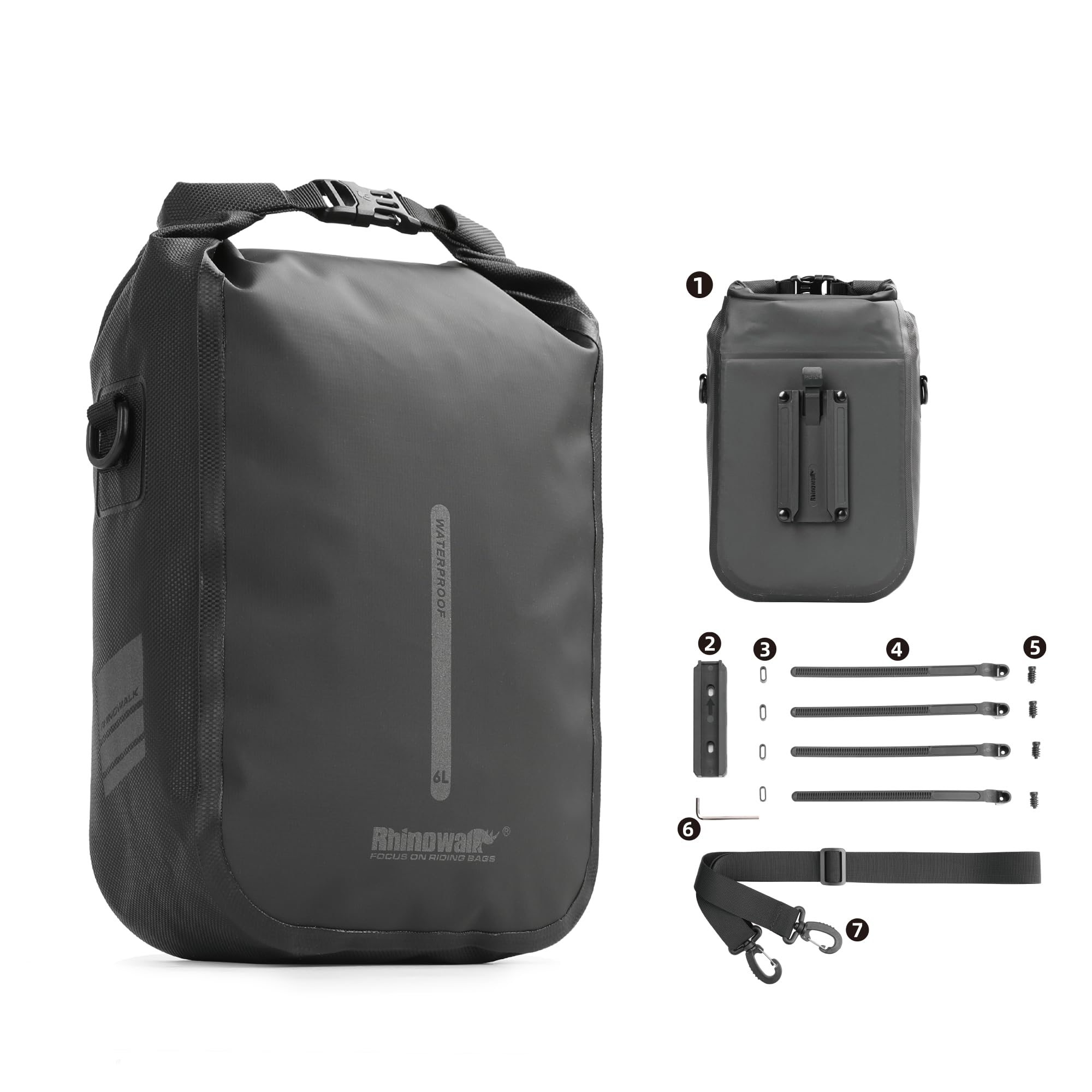 Rhinowalk Bike Front Fork Bag Waterproof 4-6L Bicycle Quick Release Dry Bag for Bikepacking Cycling Touring