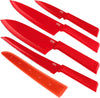 Kuhn Rikon Colori+ Mixed Kitchen Knife Set with Blade Covers. Includes Chef's, Bread, Santoku and Paring Knives. Ultra-Sharp Japanese Stainless Steel