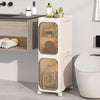KHNR 2-Tiers Slim Bathroom Storage Cabinet, Foldable Storage Cabinets,Narrow Bathroom Storage,Movable Bathroom Storage Organizer for Small