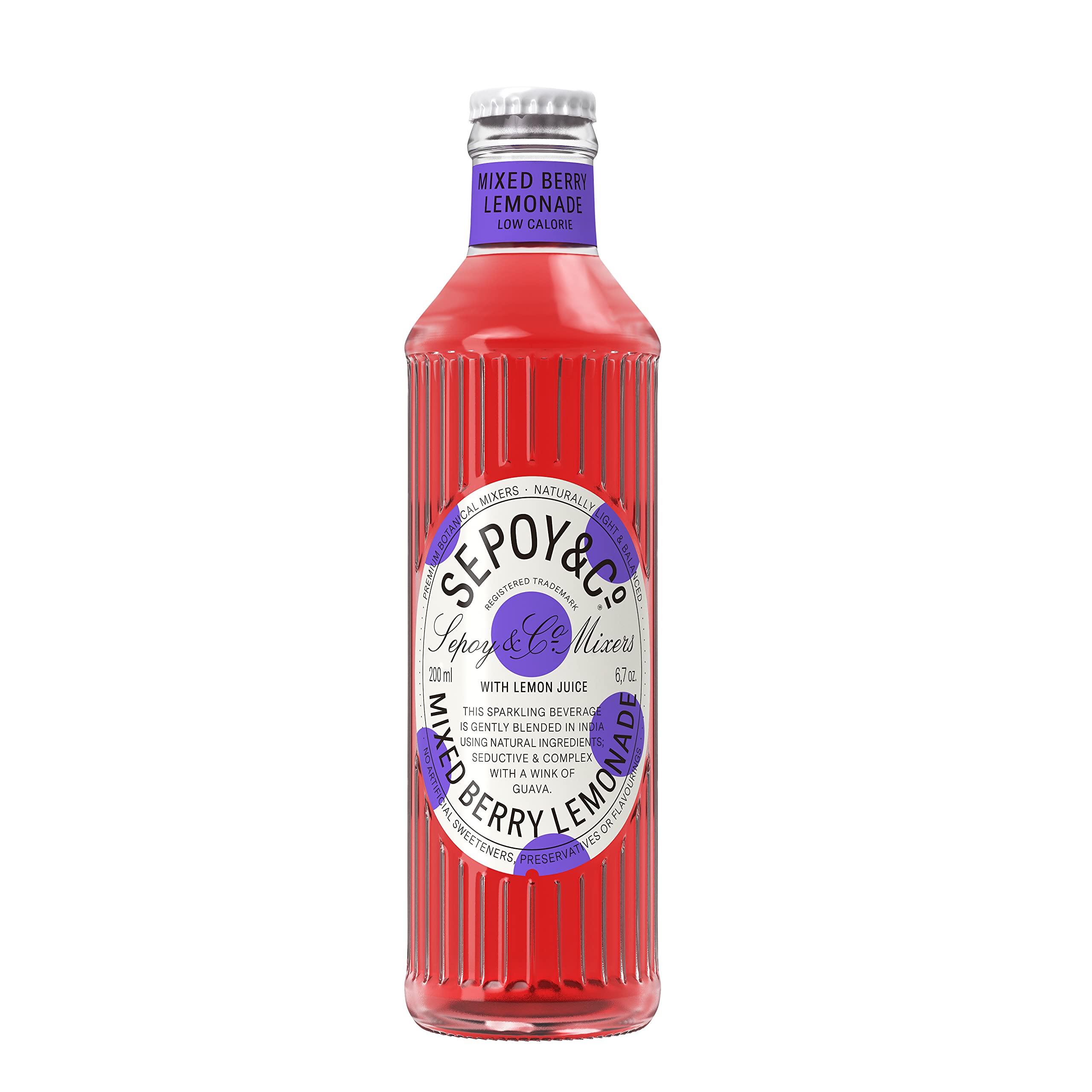 SEPOY & CO. Complex Mixed Berry Lemonade - 6 x 200ml | Low Calorie, Less Sugar, Ready To Drink | Pure Himalayan Water, 100% Natural Ingredients & Wink