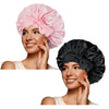 BONNET QUEEN Silk Bonnet for Sleeping for Curly Hair, Satin Bonnet Hair Wrap for Women & Men, Adjustable Silk Scarf Night Cap with Tie Band, Black &