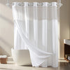 River Dream White Fabric Shower Curtain Set, Cotton Blend, Waffle Weave, with Snap in Replacement Liner?71 x 74 inches