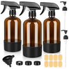 BELICOO Amber Glass Spray Bottles 3 Pack, 500ml Glass Spray Bottles for Cleaning, Plants, Essential Oils, Hair Care, Refillable Empty Spray Bottle