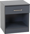 Seconique Dakota 1 Drawer Bedside in Dark Grey