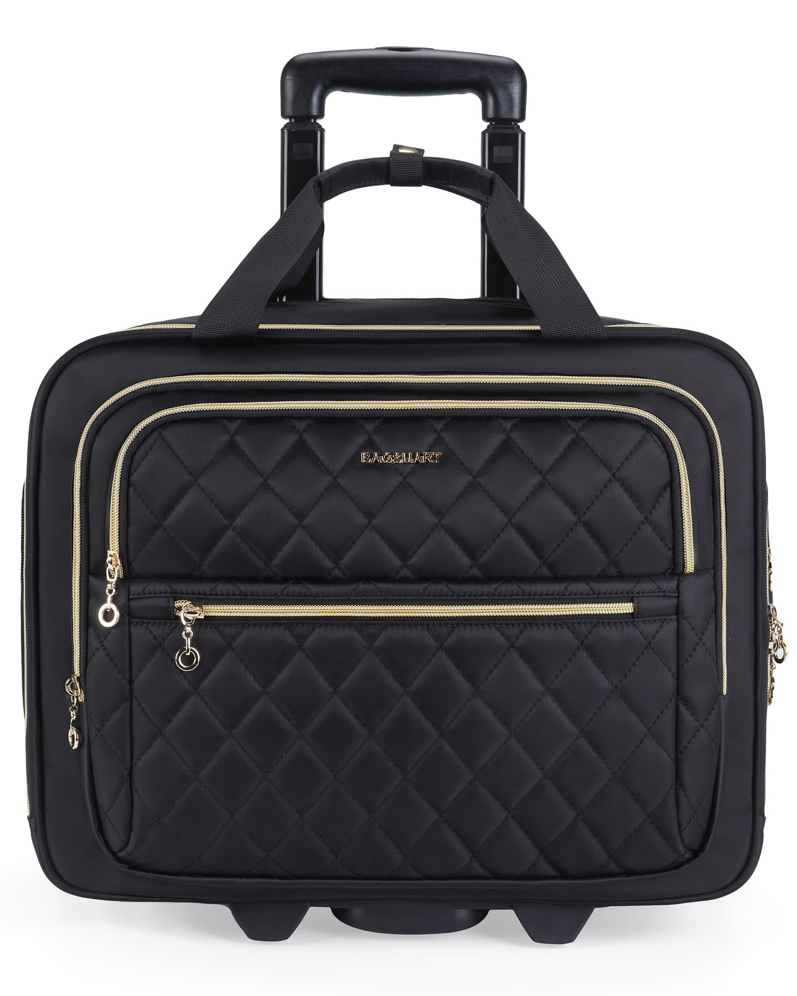 bagsmart Rollable Laptop Bag for Women Rolling Briefcase for 15.6 Inch Laptops, Underseat Carry On Luggage with Wheels, Rolling Computer Bag with TSA