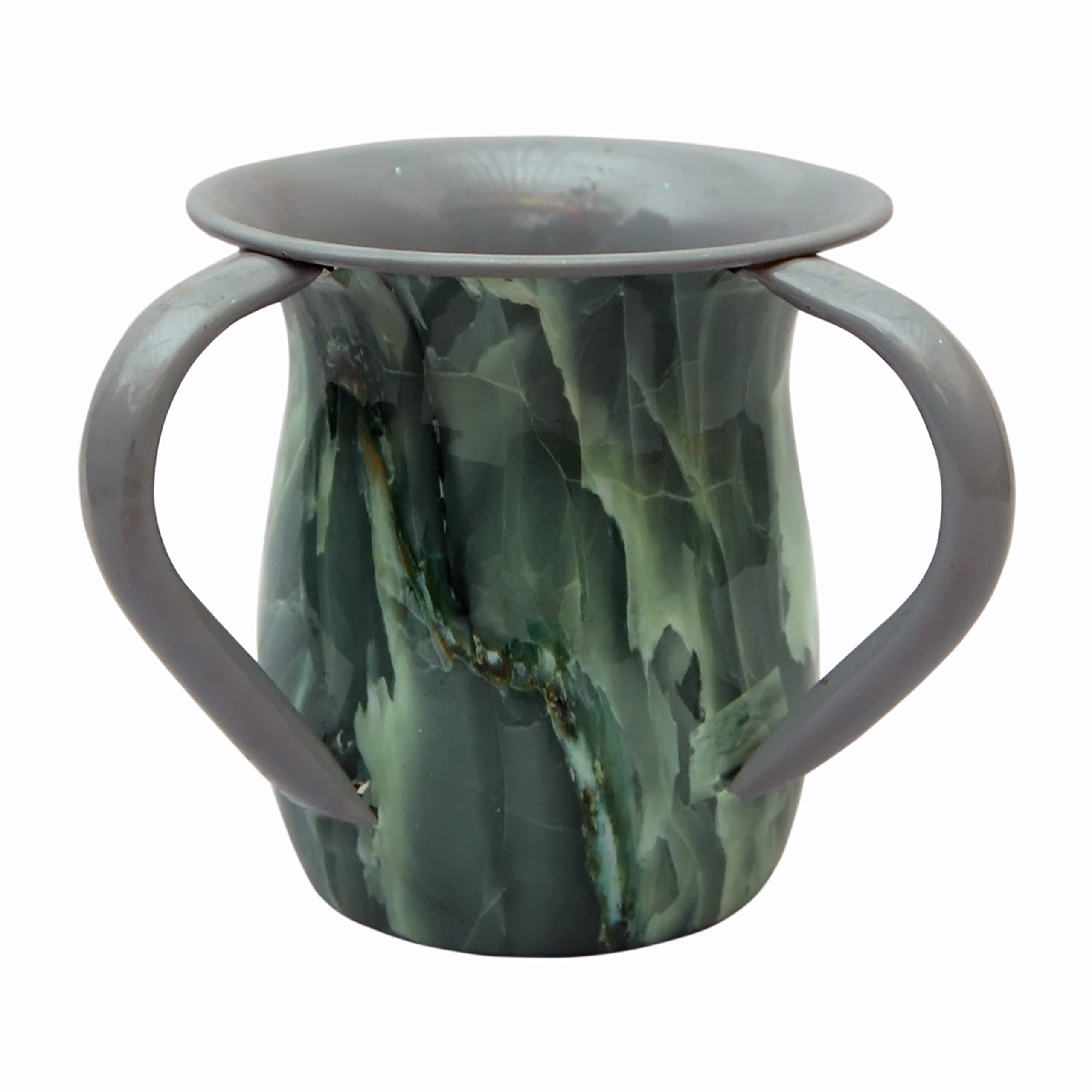 Fenzo Judaica Green Hand Wash Cup Netilat Yadayim Last Water 2 Handle Shabbat/Shabbat Judaica Gift for Rosh Hashanah Judaica Hand Wash Cup Netilat