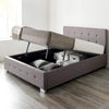 Aspire Beds Upholstered Storage Ottoman Bed Frames With End or Side Opening Ottoman Lift, End Opening, Beige Linen, 4ft 6 Double 135 x 190