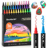 Shuttle Art Dual Tip Acrylic Paint Pens, 36 Colours Dot & Fine Tip Paint Marker Pens, Paint Pens for Rock Painting, Ceramic, Wood, Fabric, Glass, Art