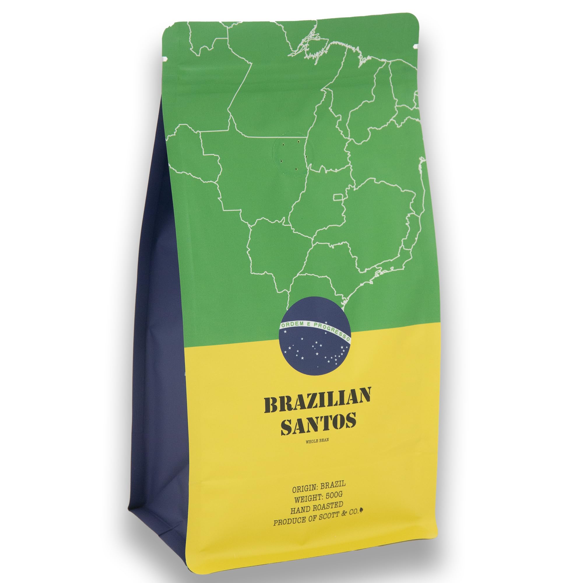 Scott&Co. Brazilian Santos Coffee Beans. Light Roast Whole Coffee Beans, Single Origin. 500g