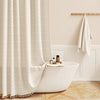 BTTN 182 x 200cm Drop Long Shower Curtain, Boho Farmhouse Checkered Rustic Fabric Bath Curtains with Tassel, Bohemian Vintage Waterproof Weighted