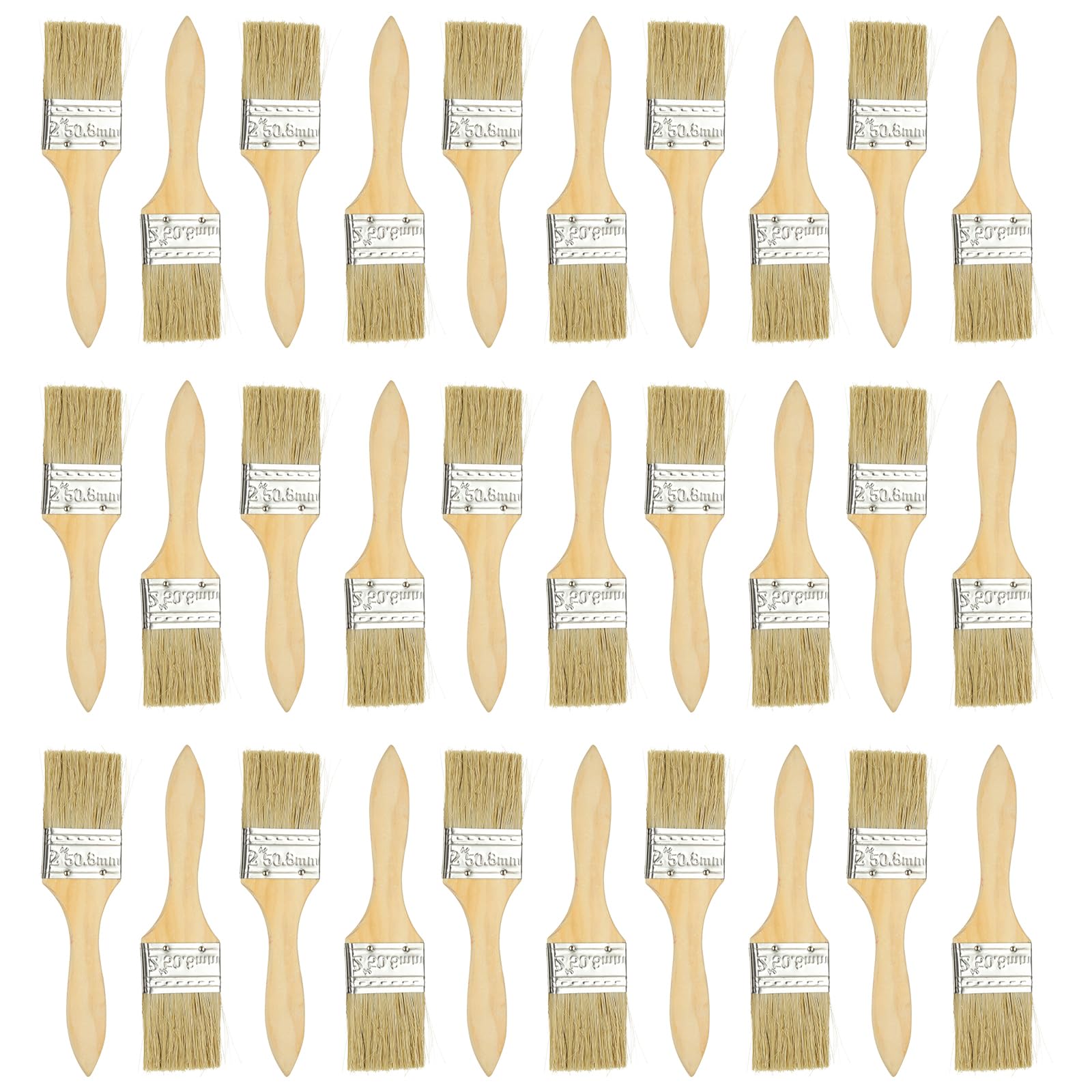 APACALI 30 PCS 2 Inch Paint Brushes, Wooden Handle Paint Brush, Chip Paint Brushes, Paint Brush Decorating Set for Paint, Stains, Varnishes, Glues and