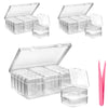 48 Pcs Bead Storage Box with Tweezers, 3 Set Clear Craft Bead Storage Boxes, Small Rectangle Diamond Art Storage Containers with Hinged Lid for