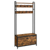 VASAGLE Coat Rack with Shoe Storage, Hall Tree with Bench, 9 Hooks and Top Shelf, for Hallway, Bedroom, Industrial Style, Rustic Brown and Ink Black