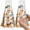 CUTHOLLOW Cartoon Puppy Hanging Kitchen Towels with Loop, Set of 2 - Soft & Super Absorbent Microfiber Decorative Hanging Dish & Hand Towel, Tea,
