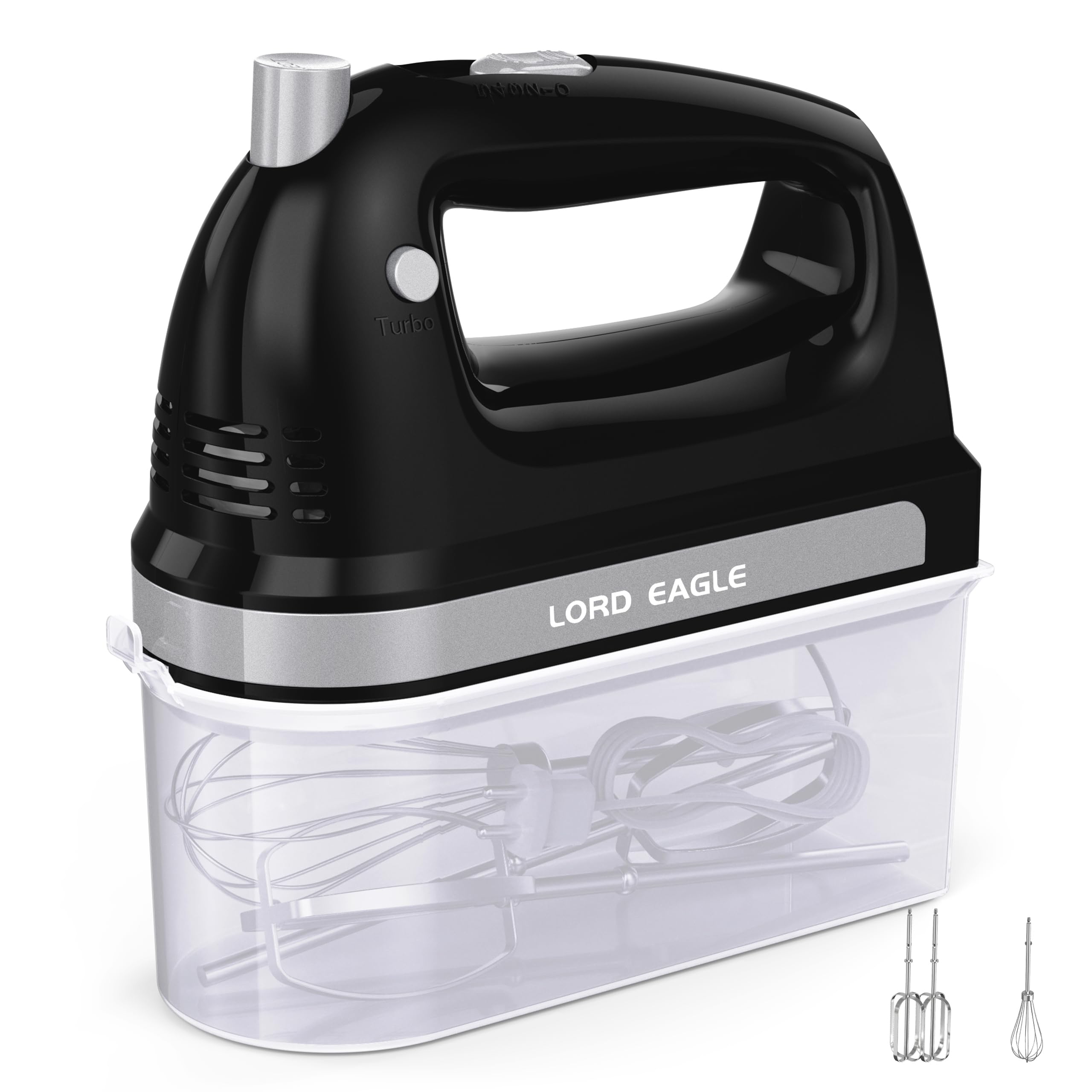 Lord Eagle Hand Mixer Electric Whisk, 300W Power Handheld Mixer Kitchen for 5-Speed Baking Cake Egg Cream Food Beaters Whisk, with Snap-On Storage