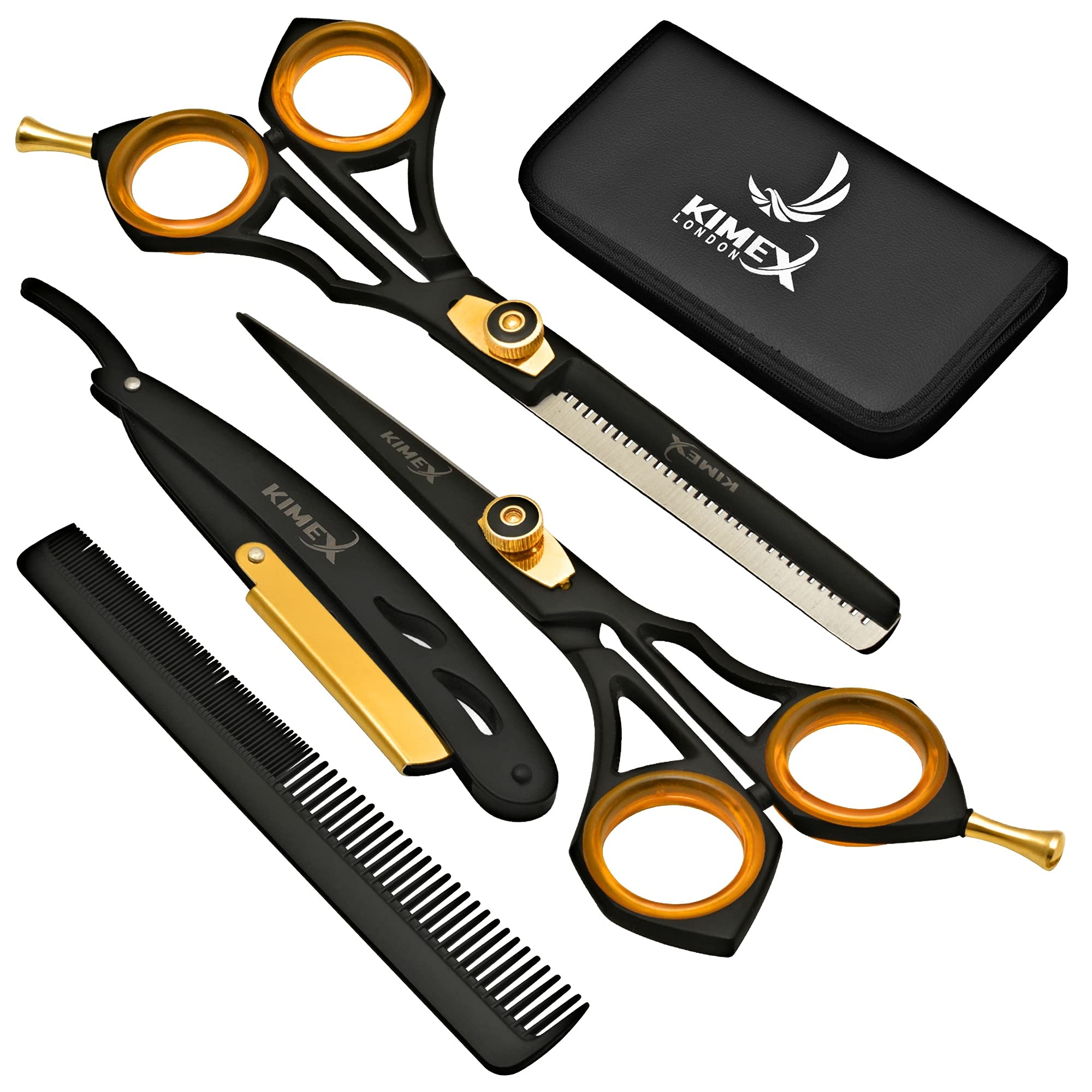 KIMEX LONDON? Hairdressing Barber Hair Scissor set for Professional Hairdressers Barbers Stainless Steel Hair Cutting Shears- Complete set of Scissor+