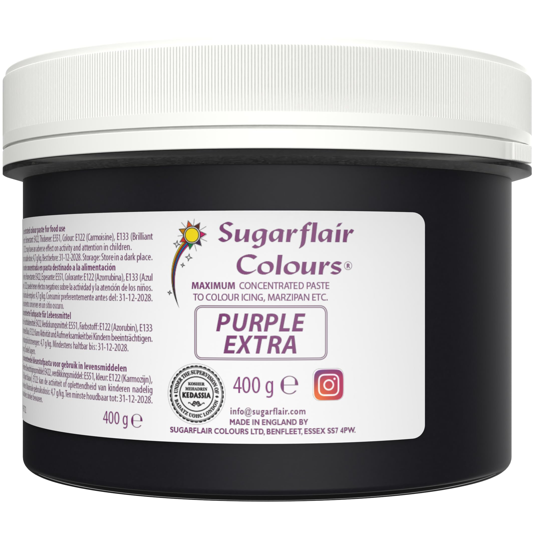 Sugarflair Purple Extra Food Colouring Paste, Maximum Concentrated Food Colouring for Buttercream, Sugar Paste, Royal Icing, Cake Mixes and More!