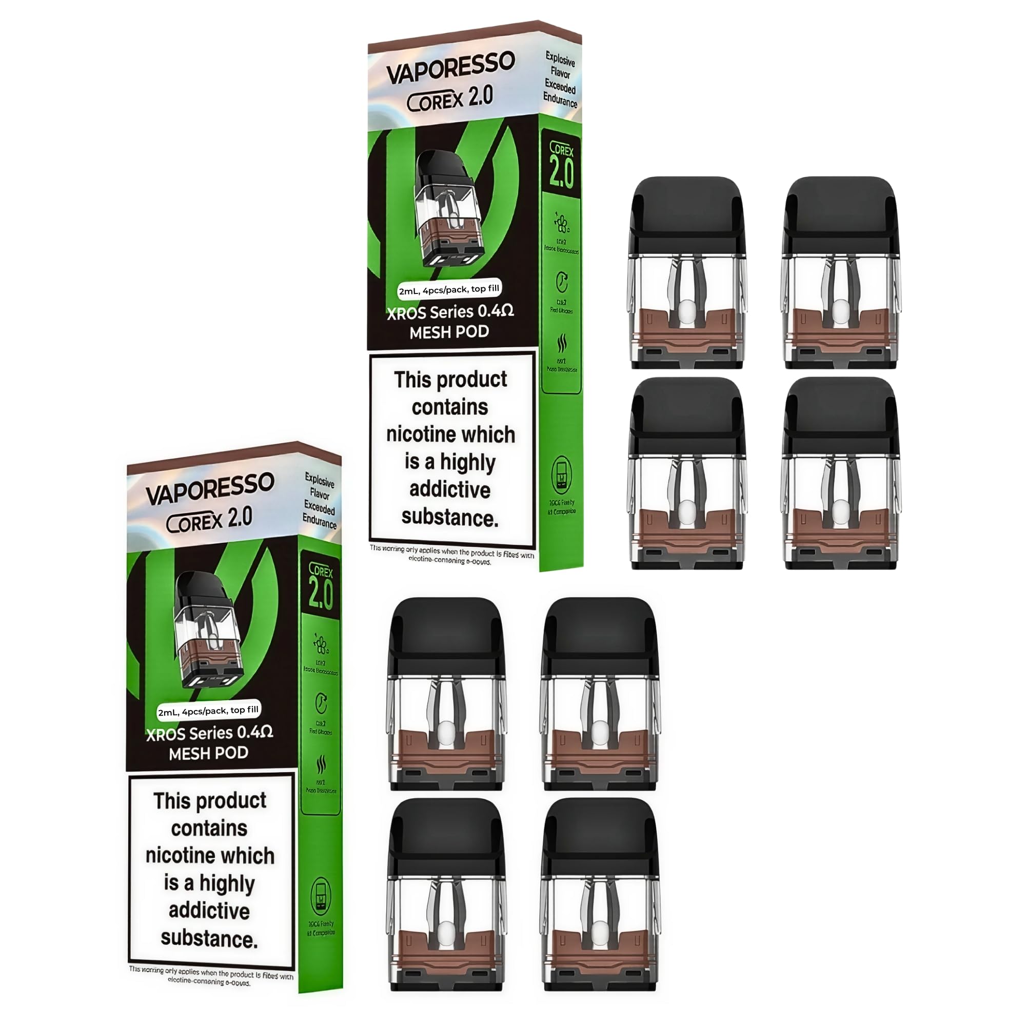 Vaporesso XROS 4 Pods [0.4ohm] - Vaporesso XROS V2 Replacement Pods, COREX 2.0 Pods, Top Filling, Leakproof Design, for XROS Mini Vape Kits, XROS 3