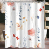 Lerores Shower Curtain, 120 x 200 cm, Coral Flower, Weighted Hem, Anti-Mould, Water-Repellent, Washable Polyester Bath Curtains with 8 Eyelets and