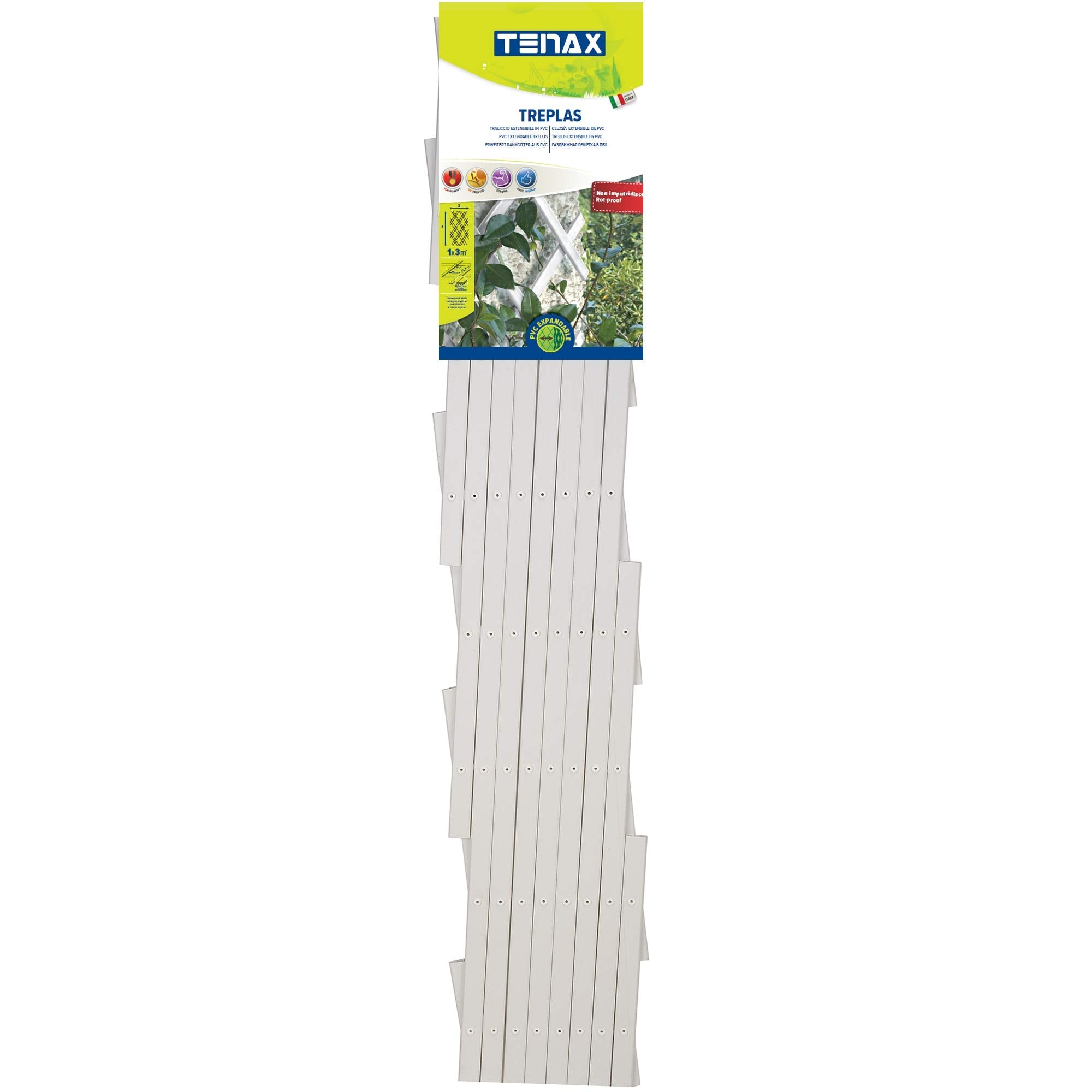 Trepls Extendable PVC Trellis 1,00x3 m Bianco