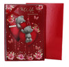 Wife Valentine's Day Card & Red Box - Grey Bears, Big Hearts & Flowers 10" x 7"