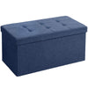 BRIAN & DANY Folding Linen Storage Boxes Footstool Ottoman, Foot Rest Stool, Foldable Seat Bench Footrest - Navy Blue, 76 x 38 x 38 cm