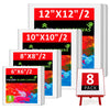 Blank Canvas Boards for Painting, Set of 8 Art Square Canvas Frame Panels, Board Stretcher Academy Acrylic Oil Water Painting, Stretched Wooden