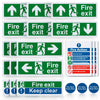 21pcs Premium Fire Exit Sign Kit (Right, Left, Up, Down Arrow) - Fire Action Notice Sign, Keep Clear, Door Keep Shut, Self Adhesive Vinyl Sticker EN