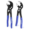 WORKPRO 2-Pack 180mm Water Pump Pliers & Adjustable Plumbers Wrench Set, 42mm & 40mm Wide Opening Groove Joint Plier Set, V-Jaw Quick Adjustable