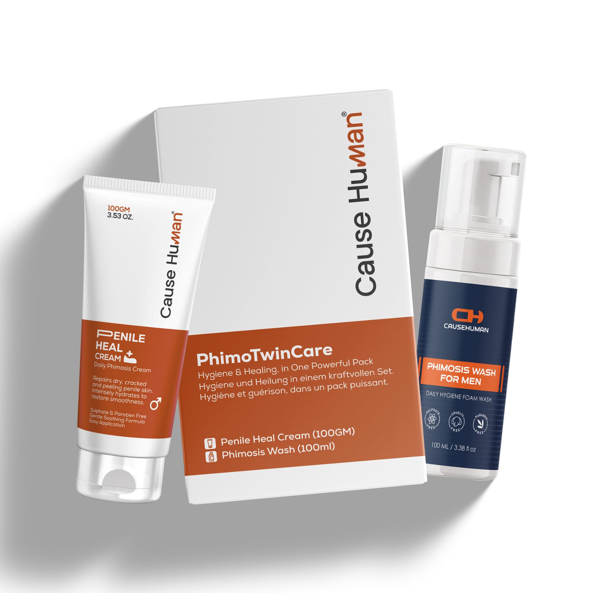PhimoTwinCare ? Penile Heal Cream (100g) + Phimosis Wash for Men (100ml) | Daily Use Combo | Steroid-Free & Gentle on Sensitive Skin