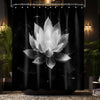 LanZanthic Lotus Shower Curtains for Bathroom Black and White Floral Spa Zen Wet Room Shower Curtain, Washable, Waterproof, Cloth Fabric, 180 x 240 cm