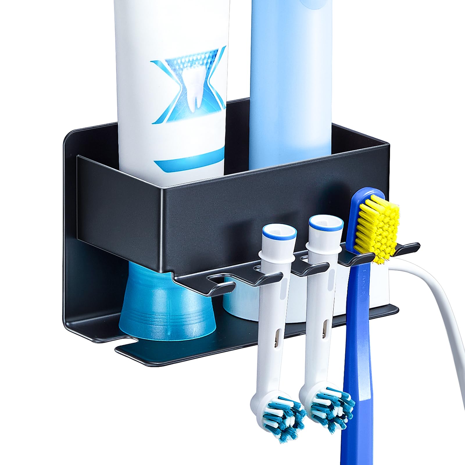 YYBO Wall Mounted Toothbrush Holder Black, Electric Toothbrush Head Holder, Stainless Steel Tooth Brush Holder, Adhesive Electric Toothbrush Holders,
